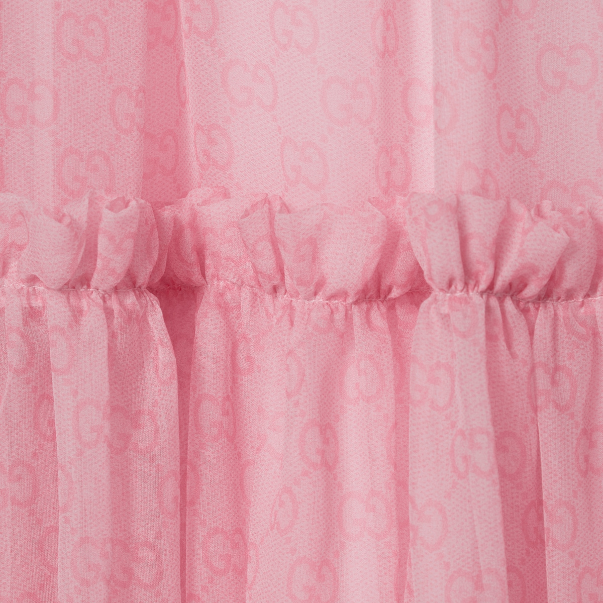 Printed silk chiffon long skirt in light pink