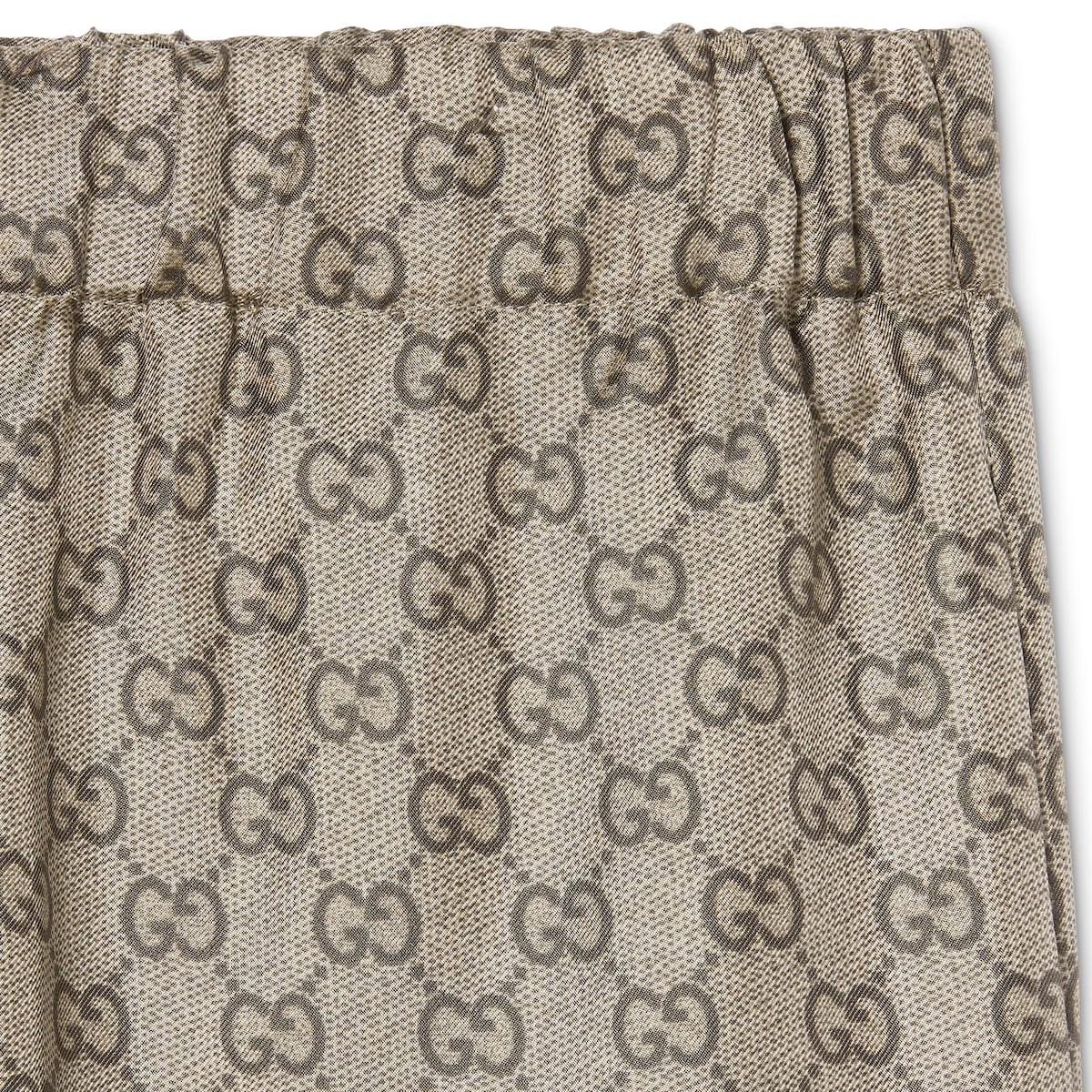 プリント シルクツイル レジャー パンツ ・ベージュ＆ダークブラウン