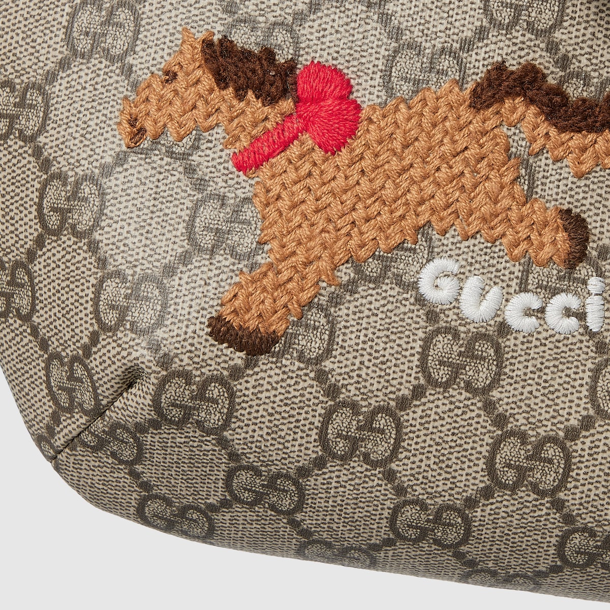 Children's GG belt bag in beige and brown GG Supreme