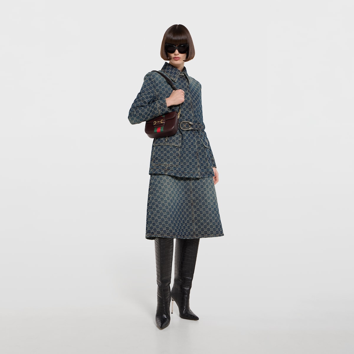 Gucci Horsebit 1955 small shoulder bag in sand and brown GG canvas - thumbnail 9