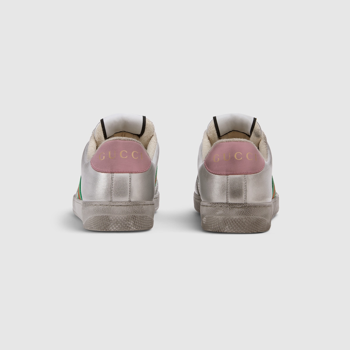 Women's worn-out effect Screener sneaker in silver metallic leather - thumbnail 6