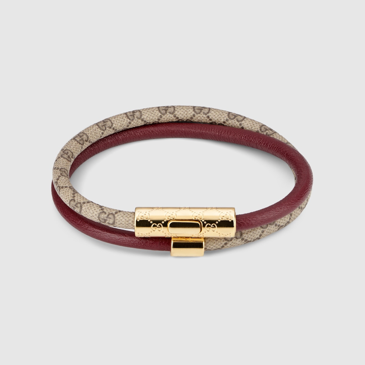 Double bracelet with GG detail in brown leather