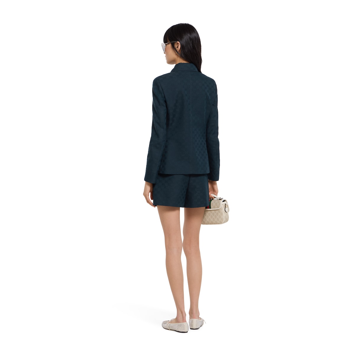 GG cotton gabardine zip jacket in blue