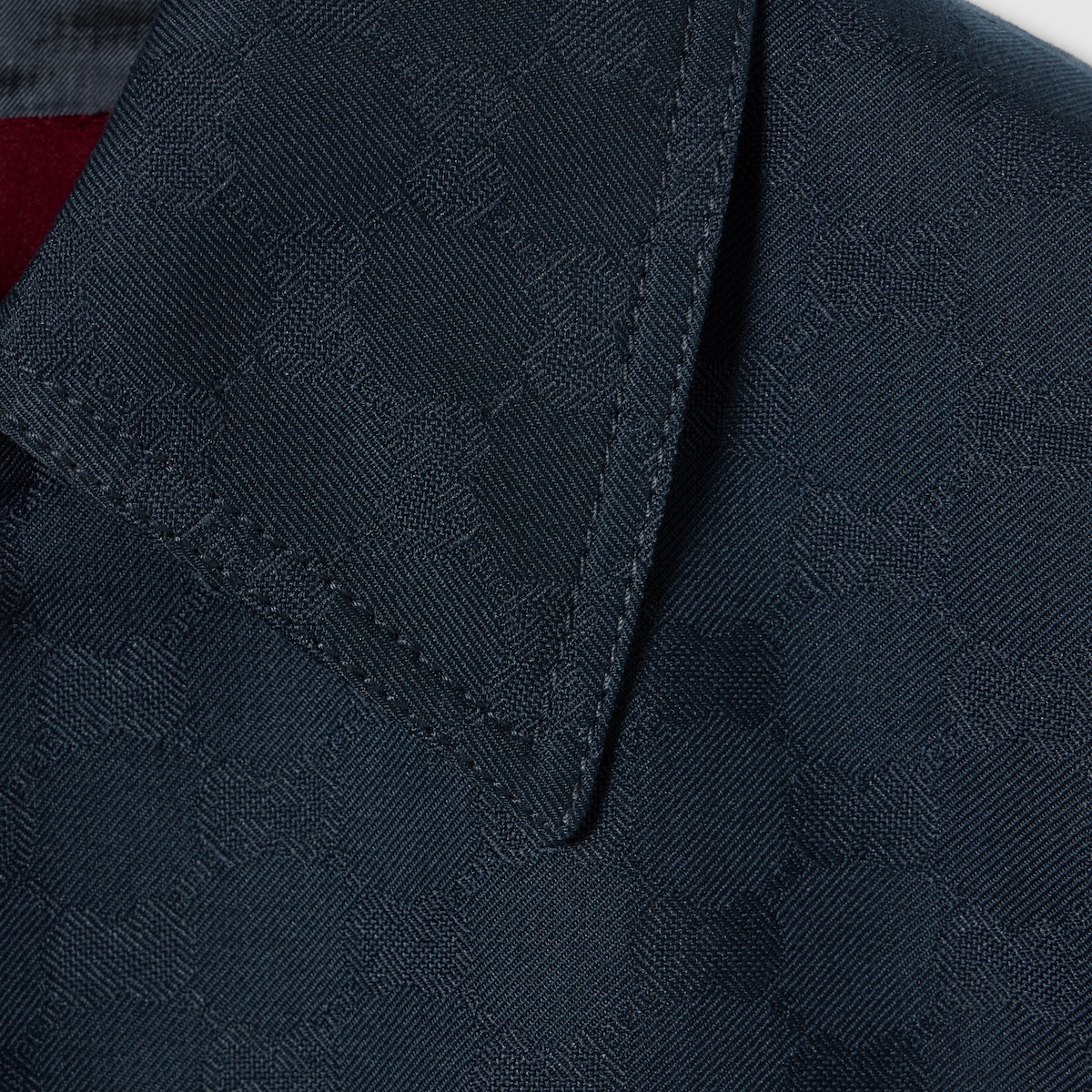 GG cotton gabardine zip jacket in blue | GUCCI® US