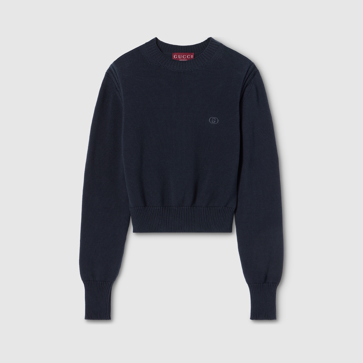 Cotton sweatshirt with embroidery in dark blue - thumbnail 5