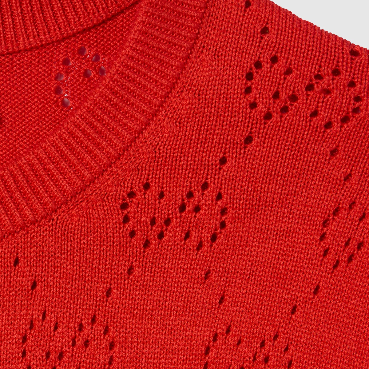 GG pointelle cotton silk cardigan in red