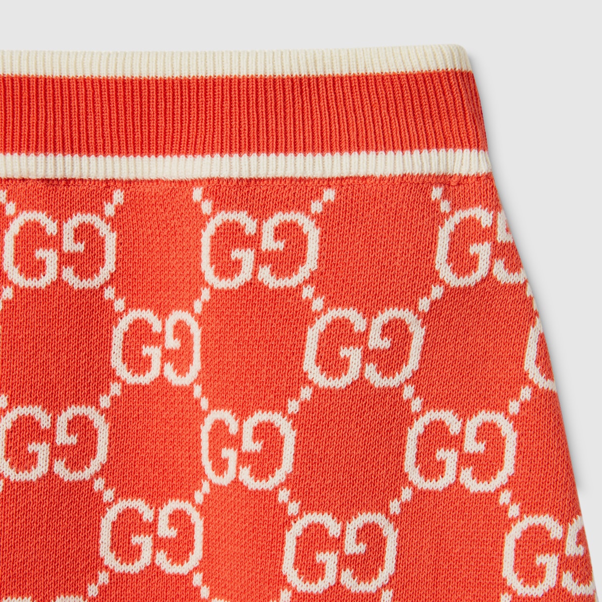 GG fine cotton jacquard skirt in orange and ivory - thumbnail 2