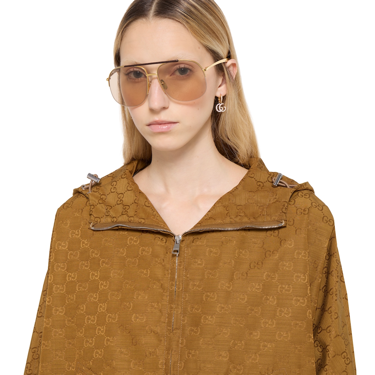 GG nylon jacket in brown | GUCCI® AU