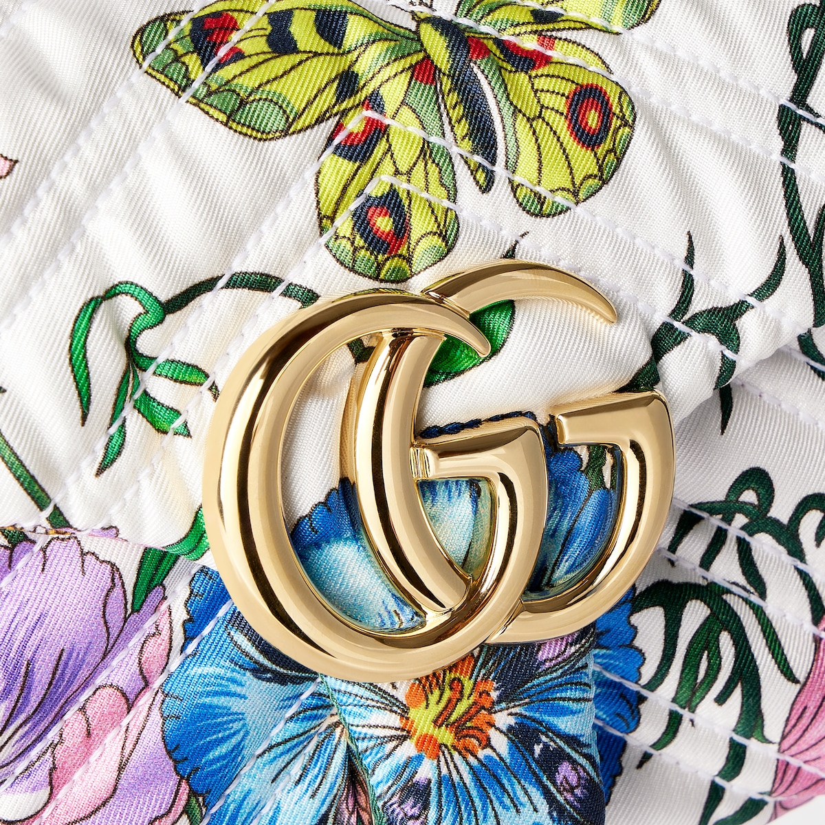 GG Marmont mini bag in white silk twill | GUCCI® QA