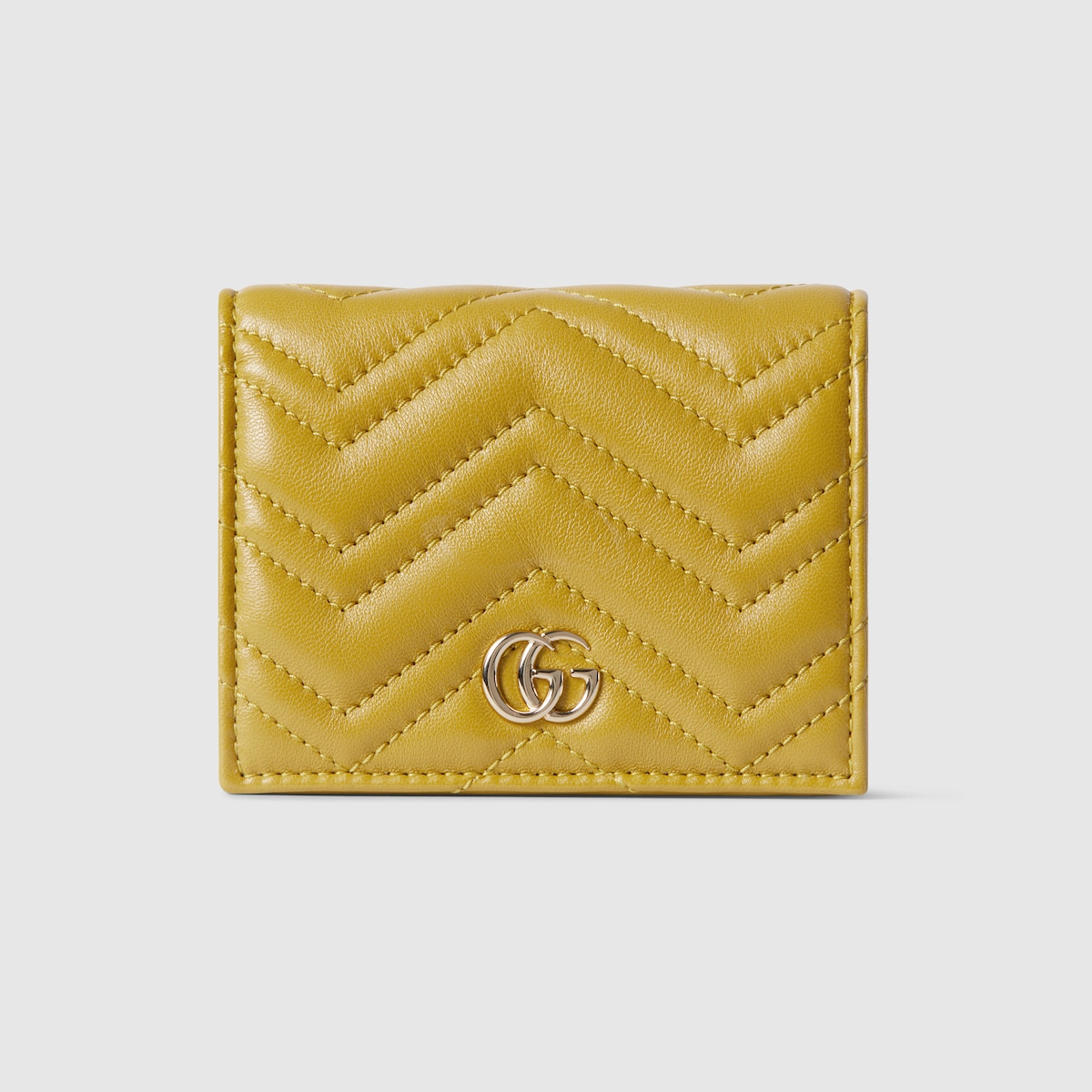 GG Marmont card case wallet in mustard yellow leather | GUCCI® US