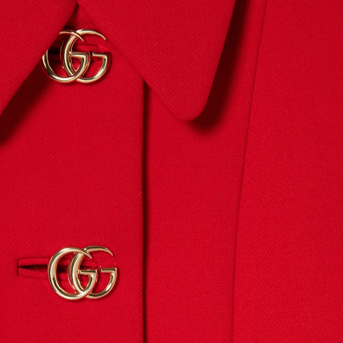 Wool natté coat with Double G button in red