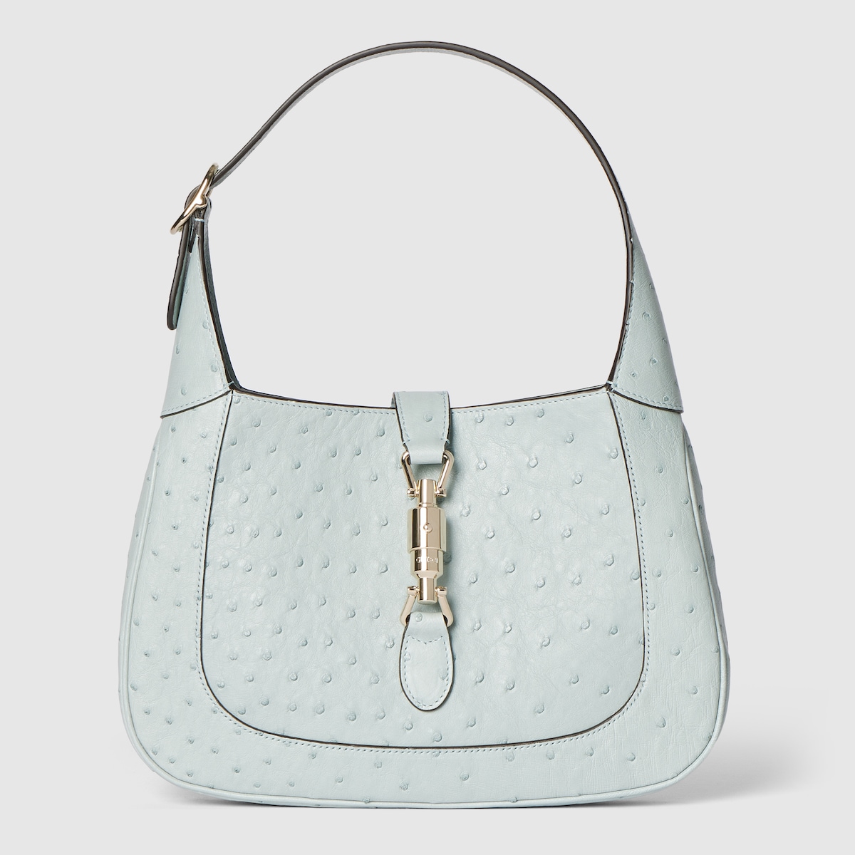 Gucci Jackie 1961 ostrich medium bag in blue | GUCCI® INT
