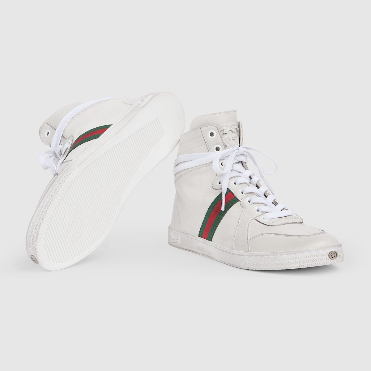 Women's Stretch high-top sneaker in white leather