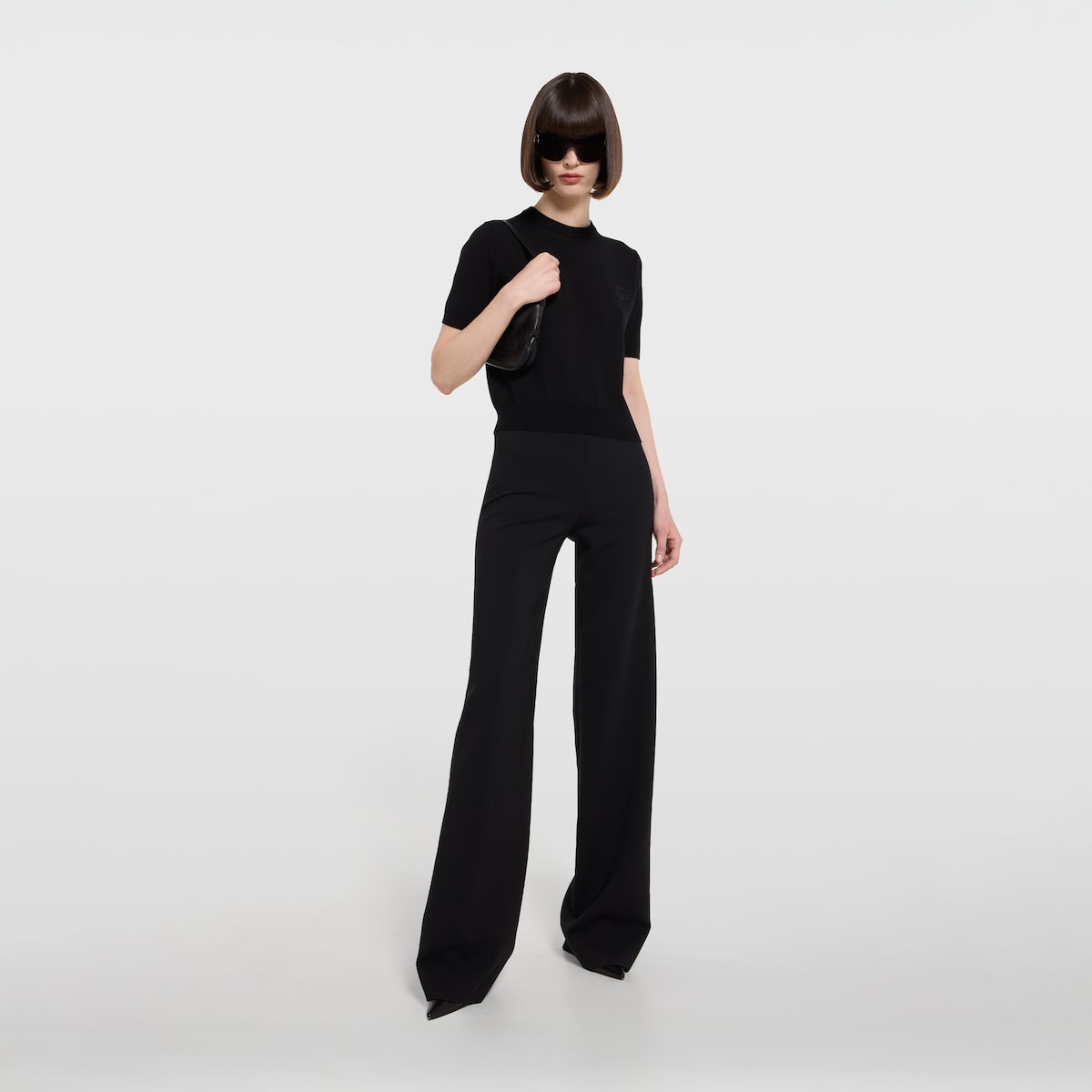 Knit wool top with embroidery in black - thumbnail 4