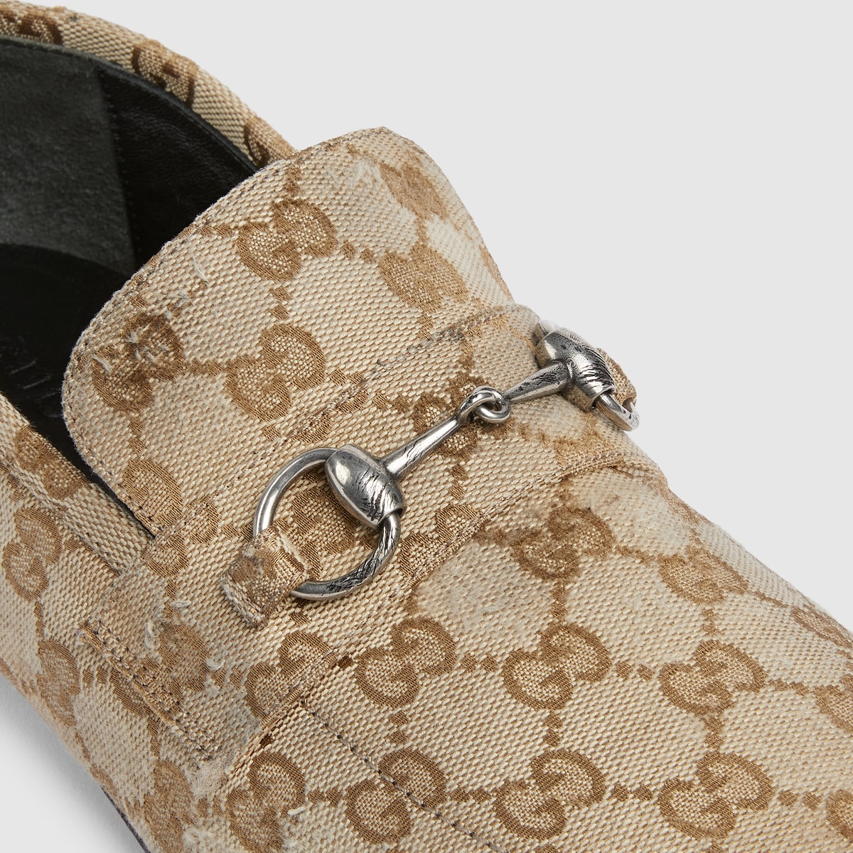 Men's worn-out effect Ragazzo loafer in sand GG canvas
