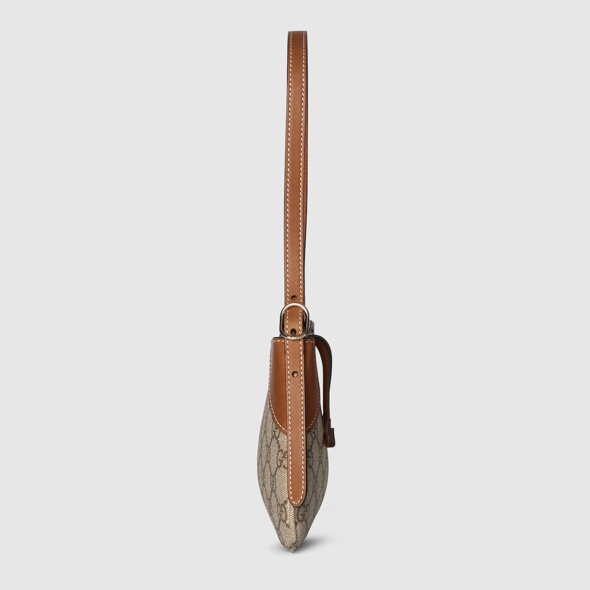 GG Emblem small shoulder bag in beige and dark brown fabric
