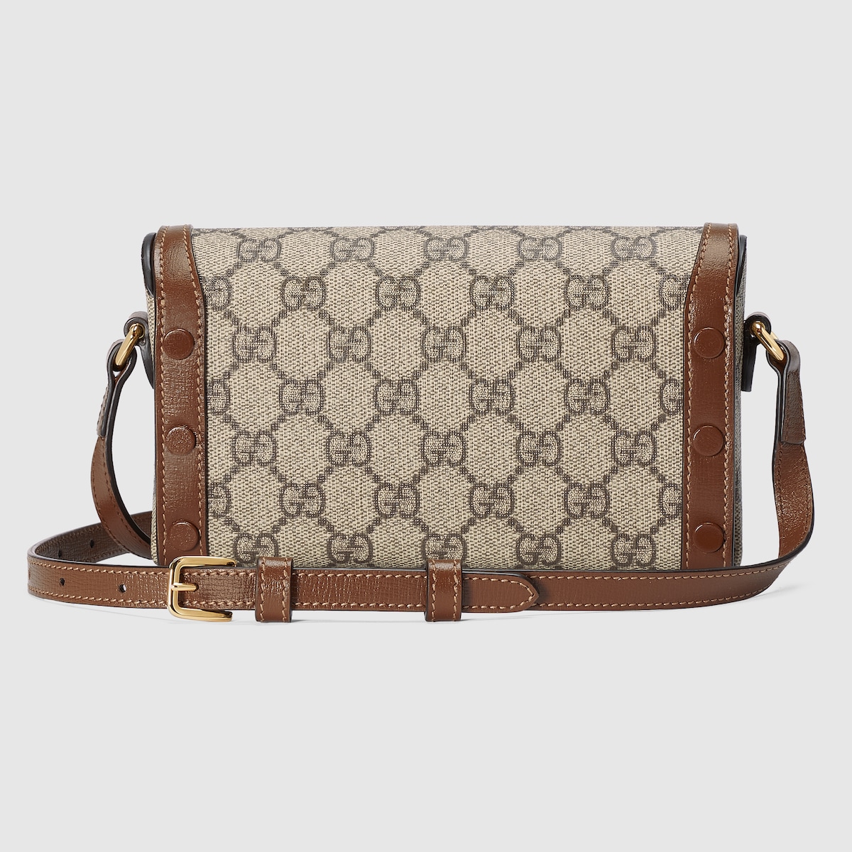 Gucci Horsebit 1955 mini bag in beige and dark brown GG Supreme - thumbnail 3
