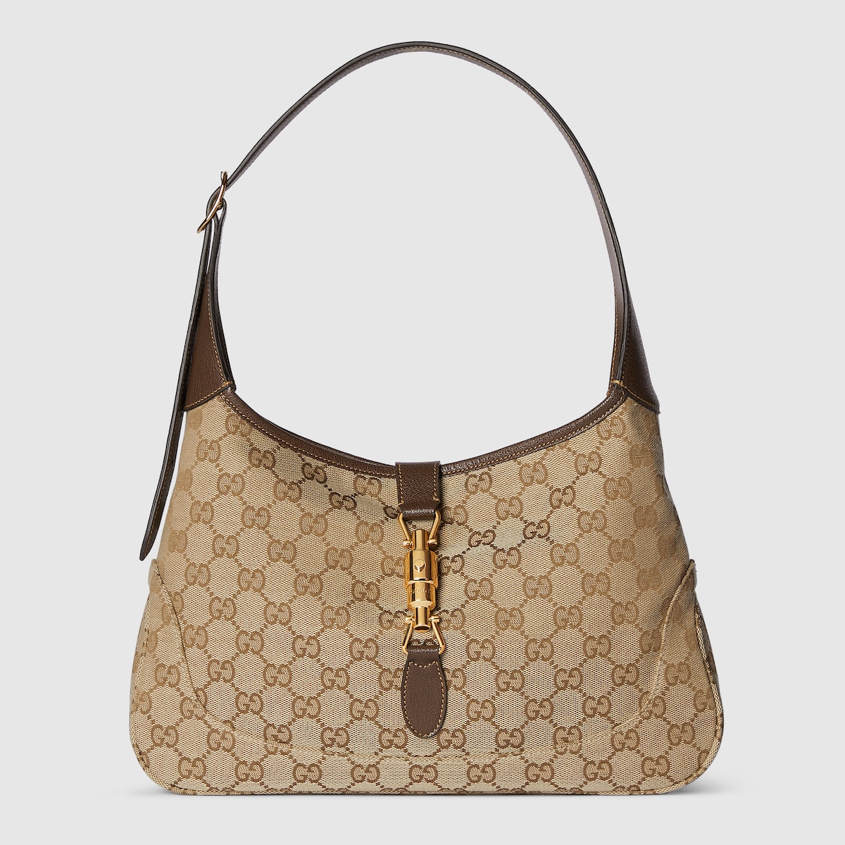 GUCCI バッグ Gucci Jackie 1961 medium shoulder bag in sand and brown GG canvas