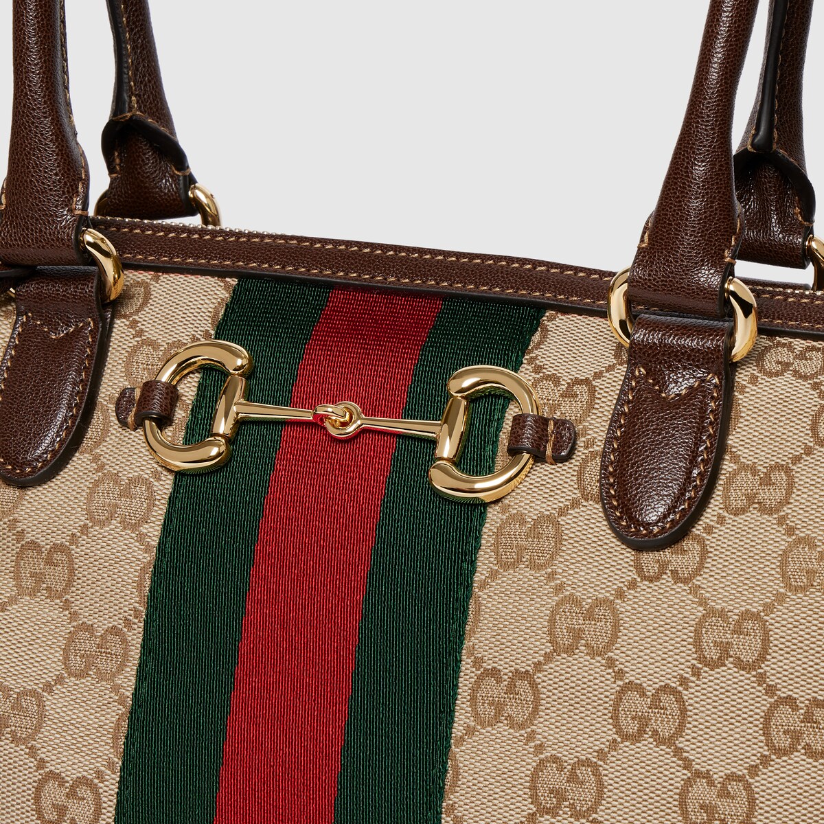 Borsetto large boston bag in sand and brown GG canvas - thumbnail 4