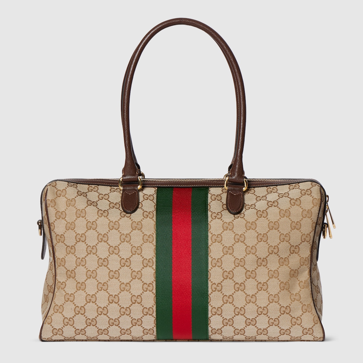 Borsetto large boston bag in sand and brown GG canvas