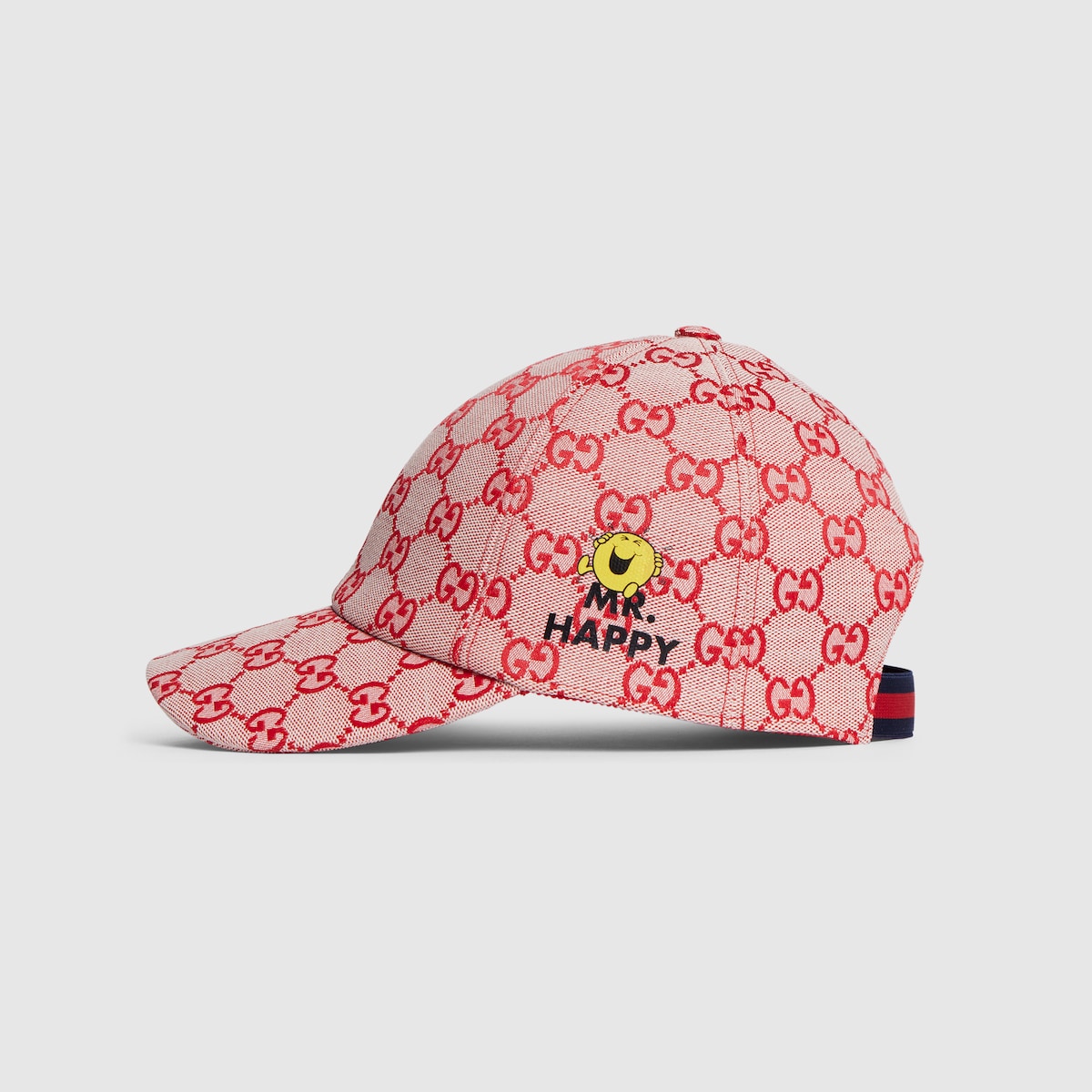 Children's GG canvas baseball cap in beige and red