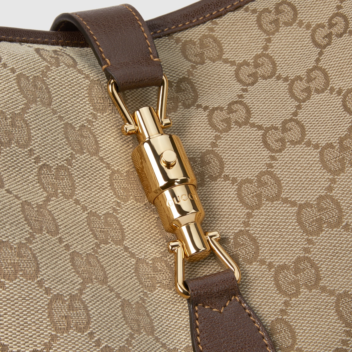 Gucci Jackie 1961 large crossbody bag in sand and brown GG canvas - thumbnail 5