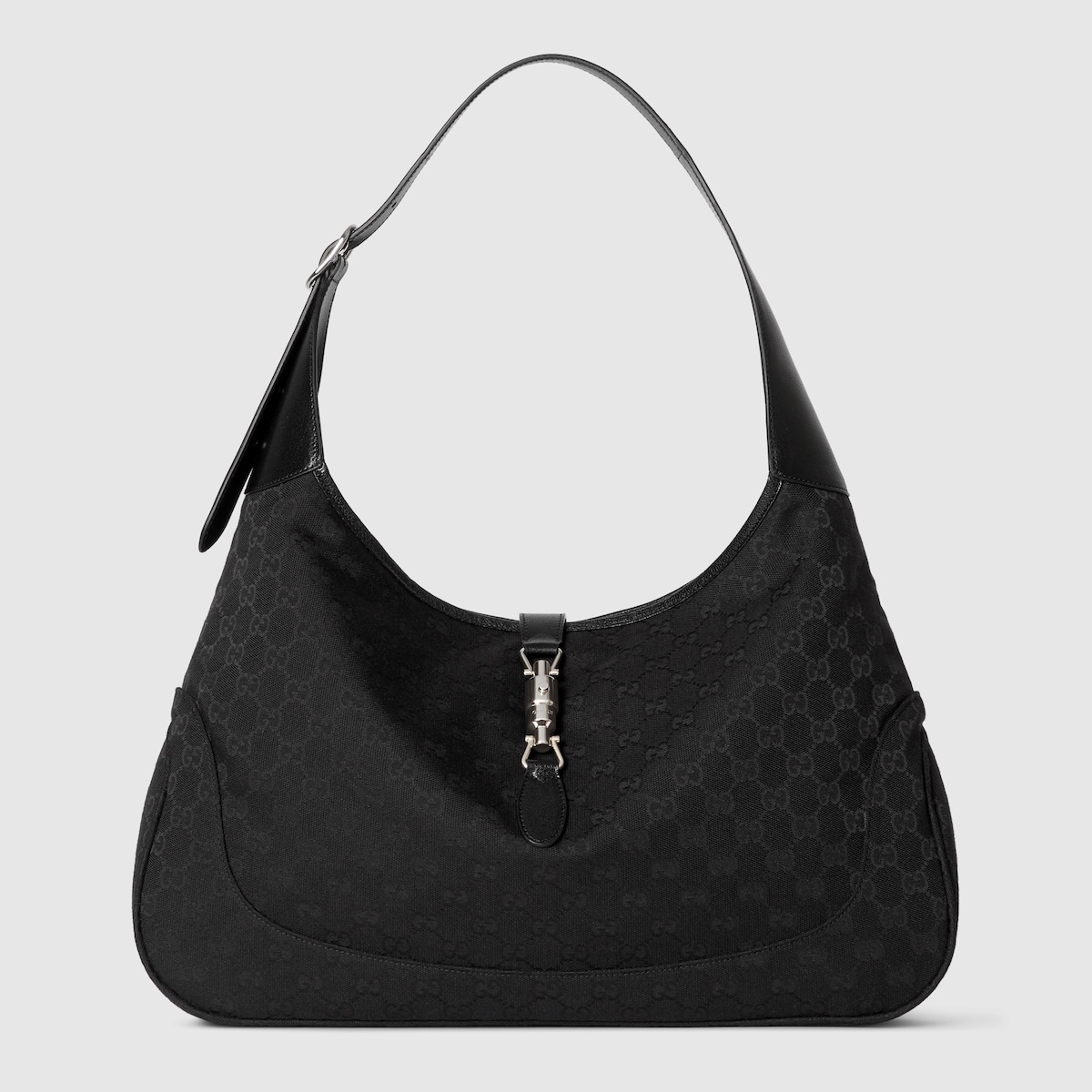 Gucci Jackie 1961 large crossbody bag in black GG canvas | GUCCI® US