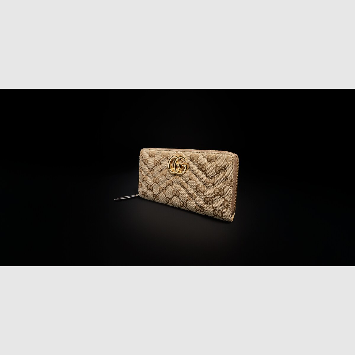 GG Marmont zip around wallet in sand and brown GG canvas