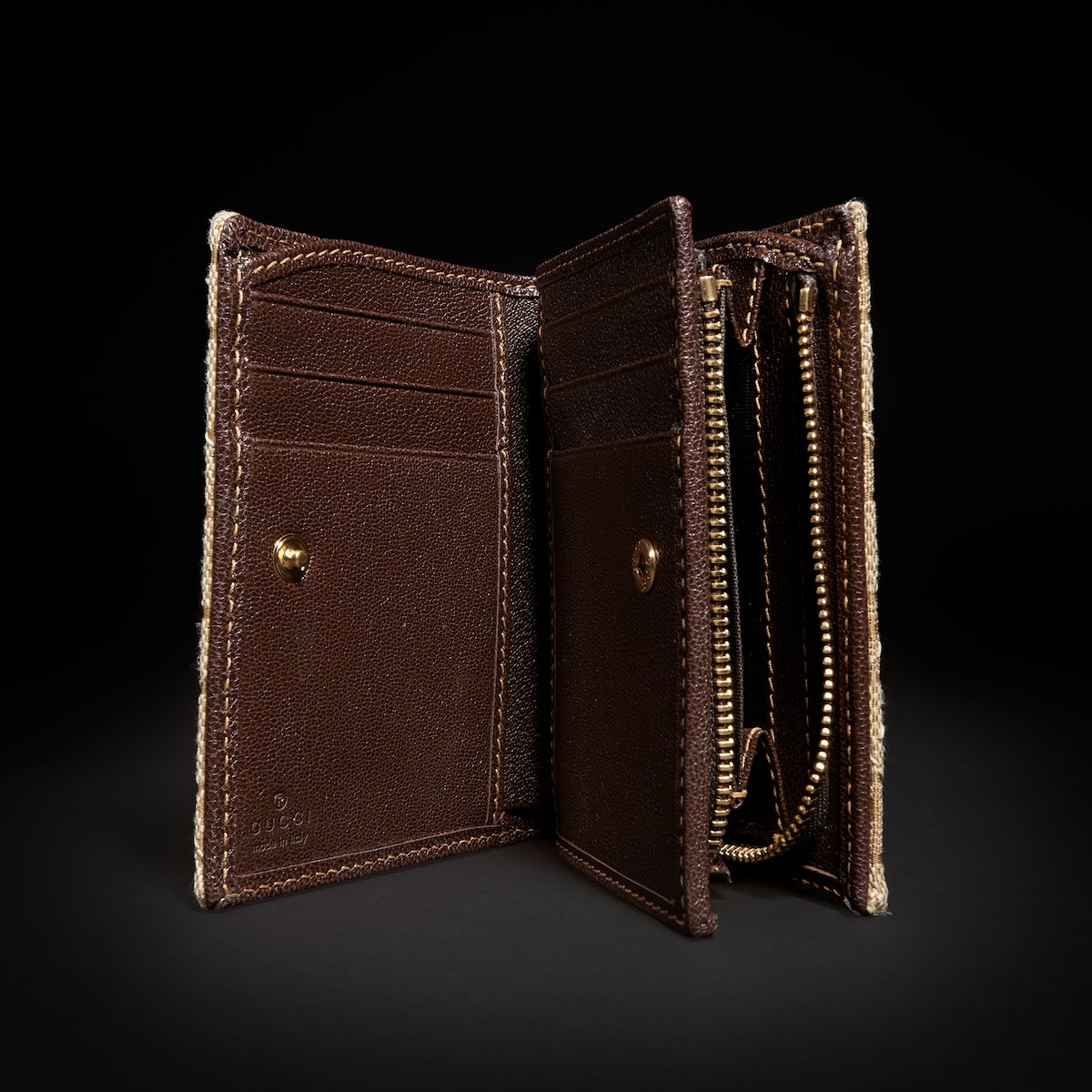 GG Marmont small wallet in sand and brown GG canvas - thumbnail 5