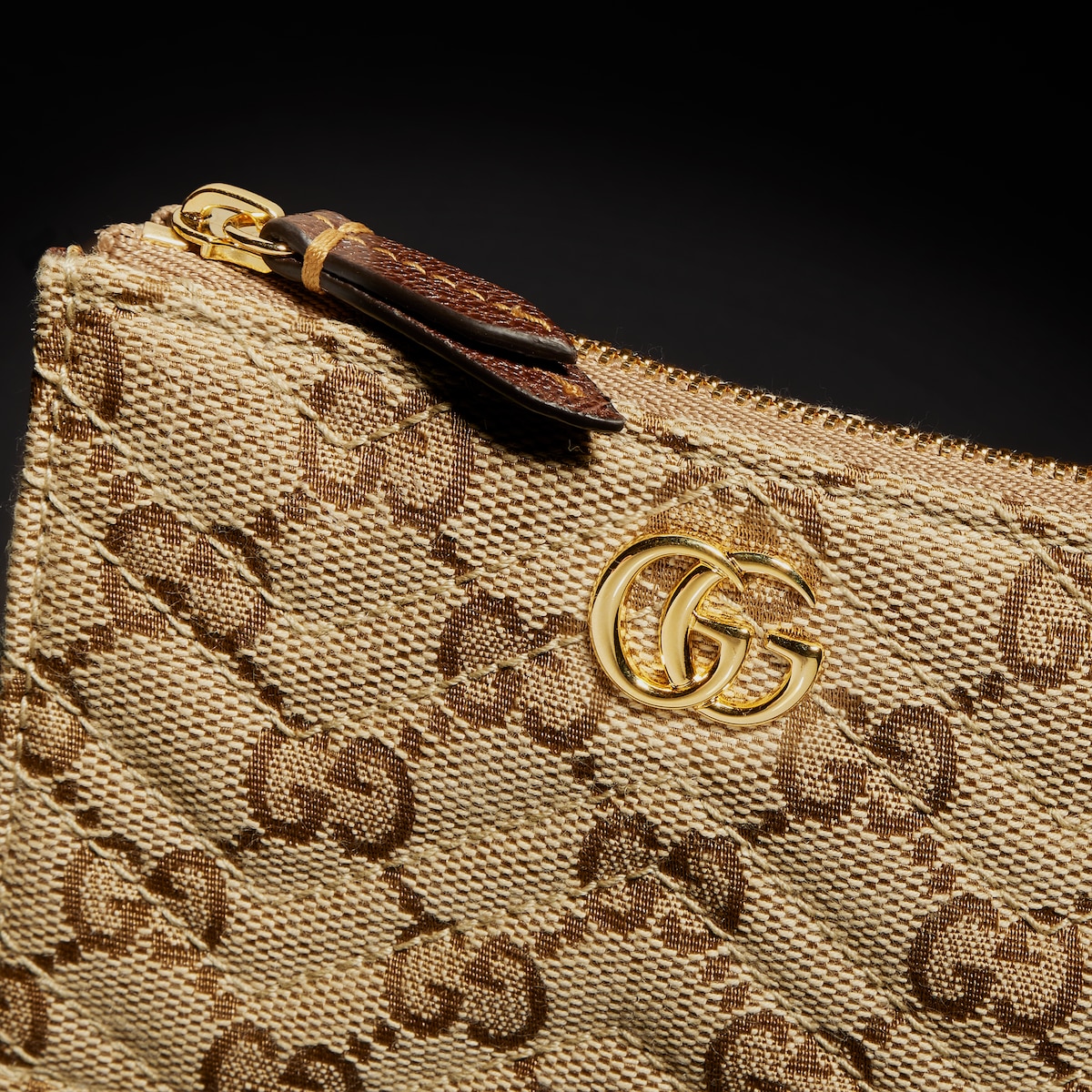 GG Marmont zip key pouch in sand and brown GG canvas | GUCCI® US