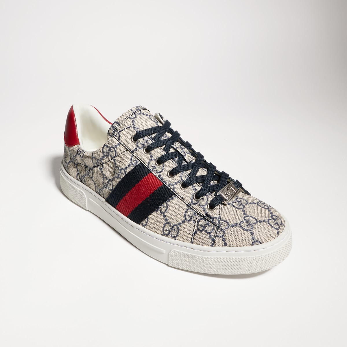 美品GUCCI スニーカー Women's Gucci Ace sneaker with Web in beige and blue Supreme