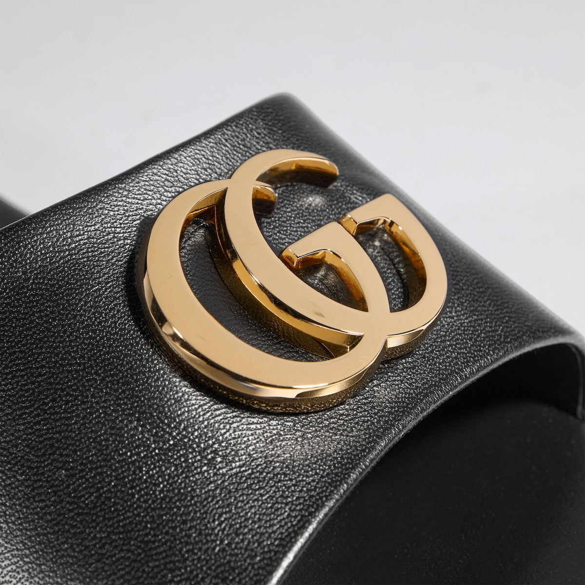Women's slide sandal with Double G in black leather | GUCCI® CA