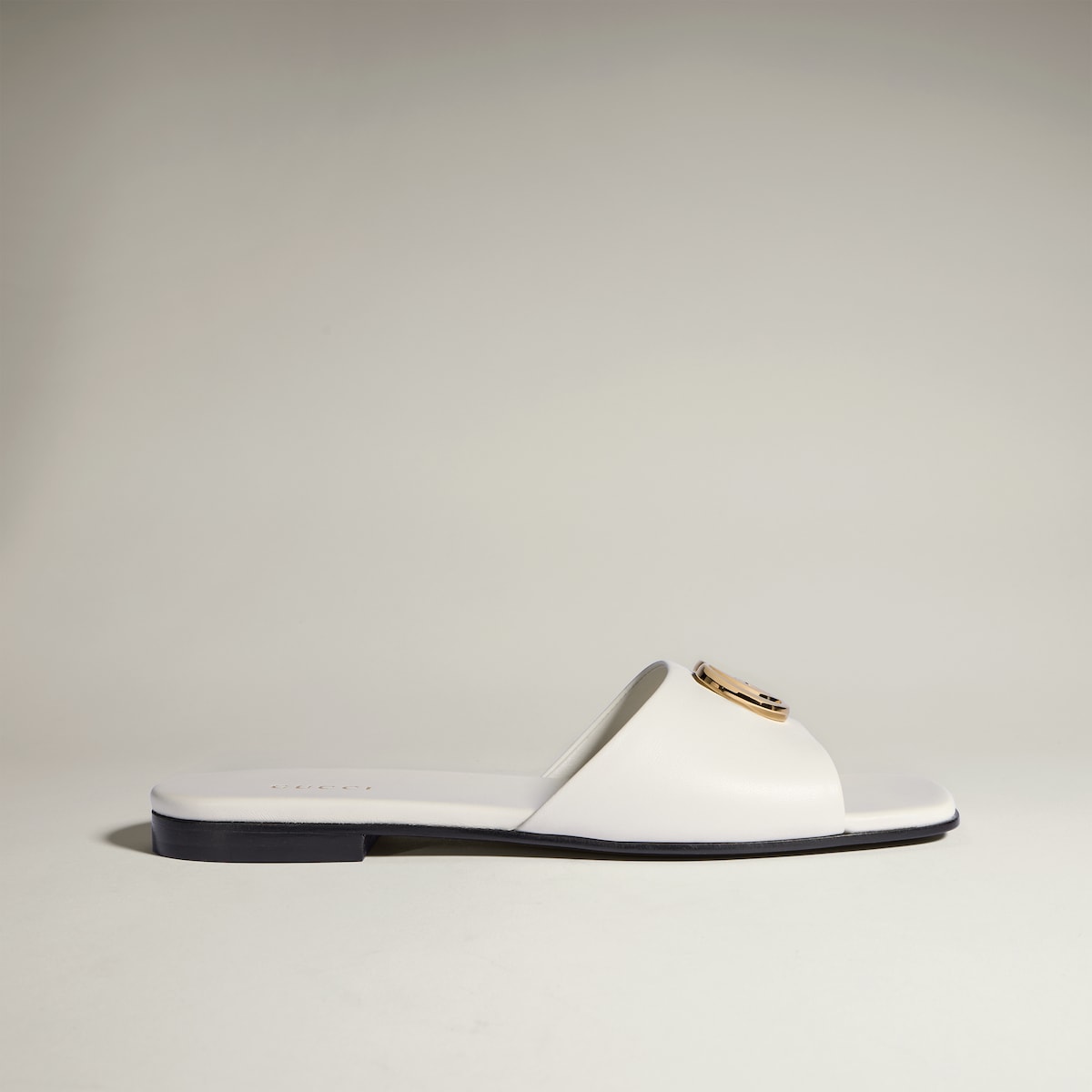 Women's slide sandal with Double G in white leather | GUCCI® INT