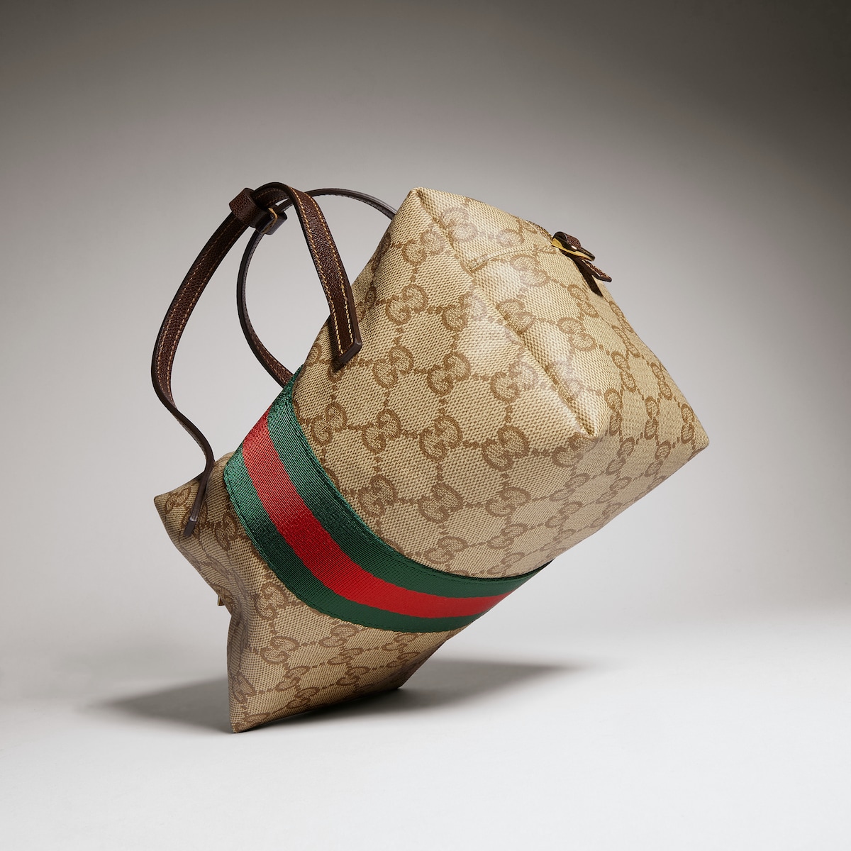 Mini boston bag with Web in sand and brown GG canvas | GUCCI® INT