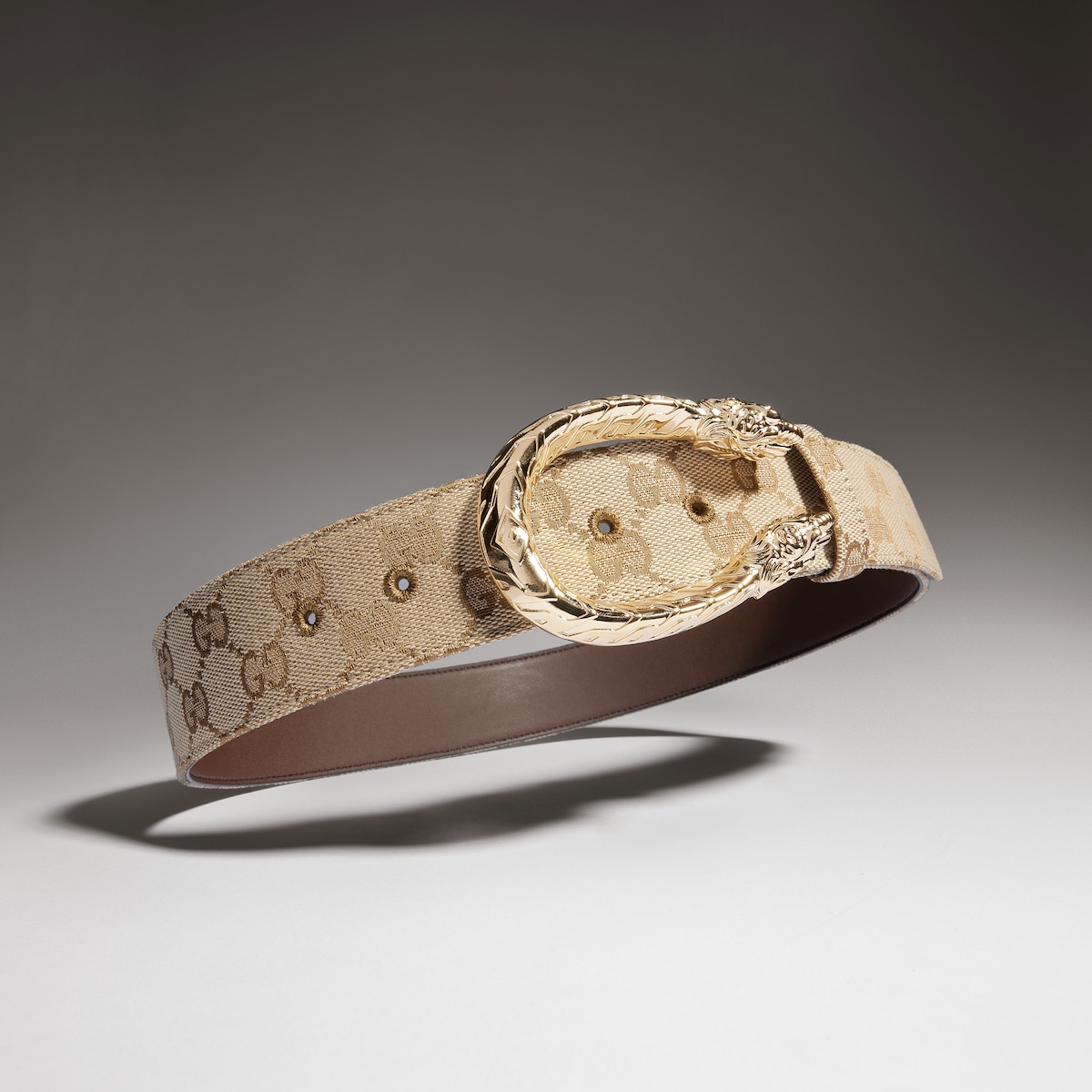 Gucci Dyonisus belt in beige leather and suede GUCCI Supreme GG Dionysus Belt Beige/Ebony - S: 80 (32) | Luxity main image 3