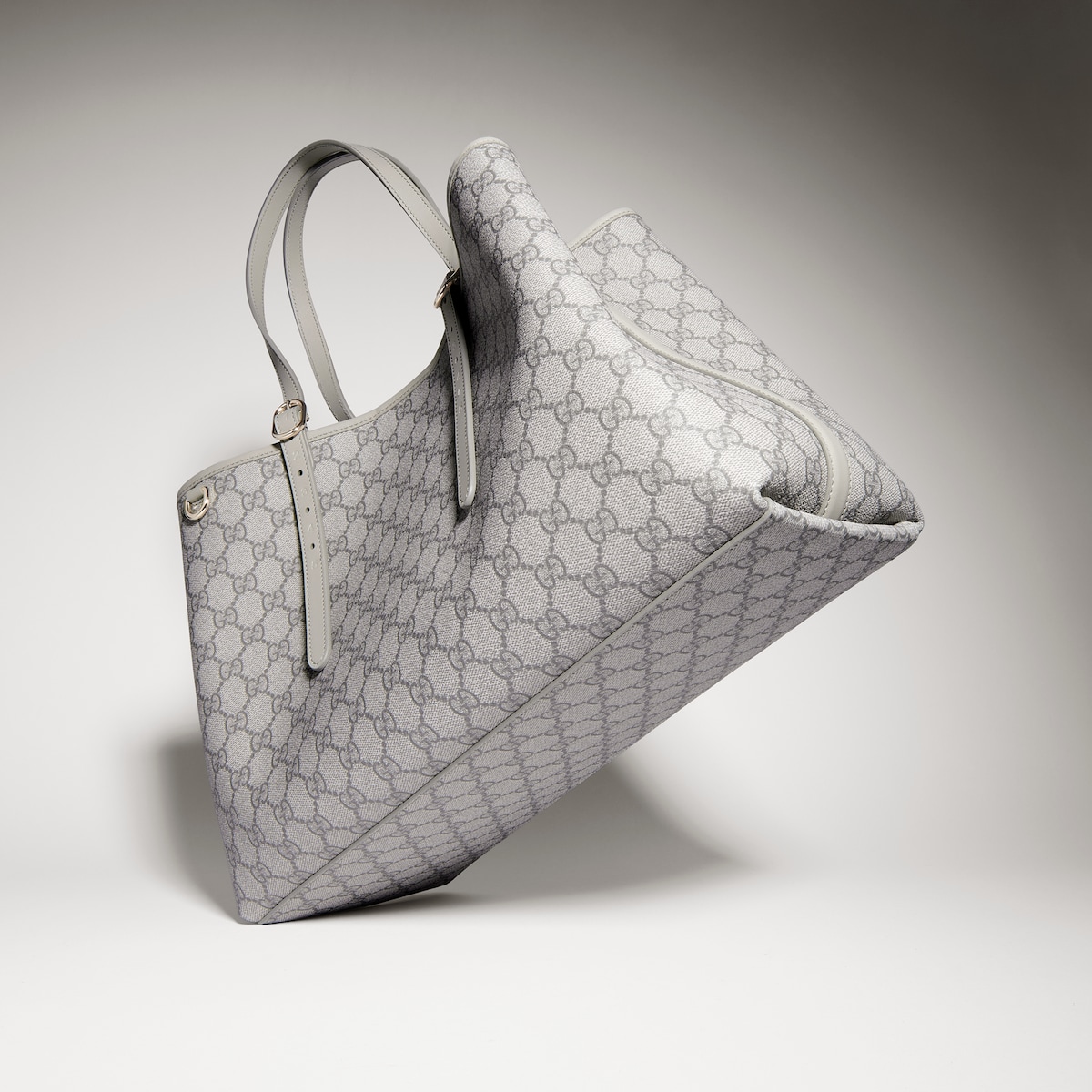 GG Emblem large tote bag in grey GG fabric | GUCCI® US
