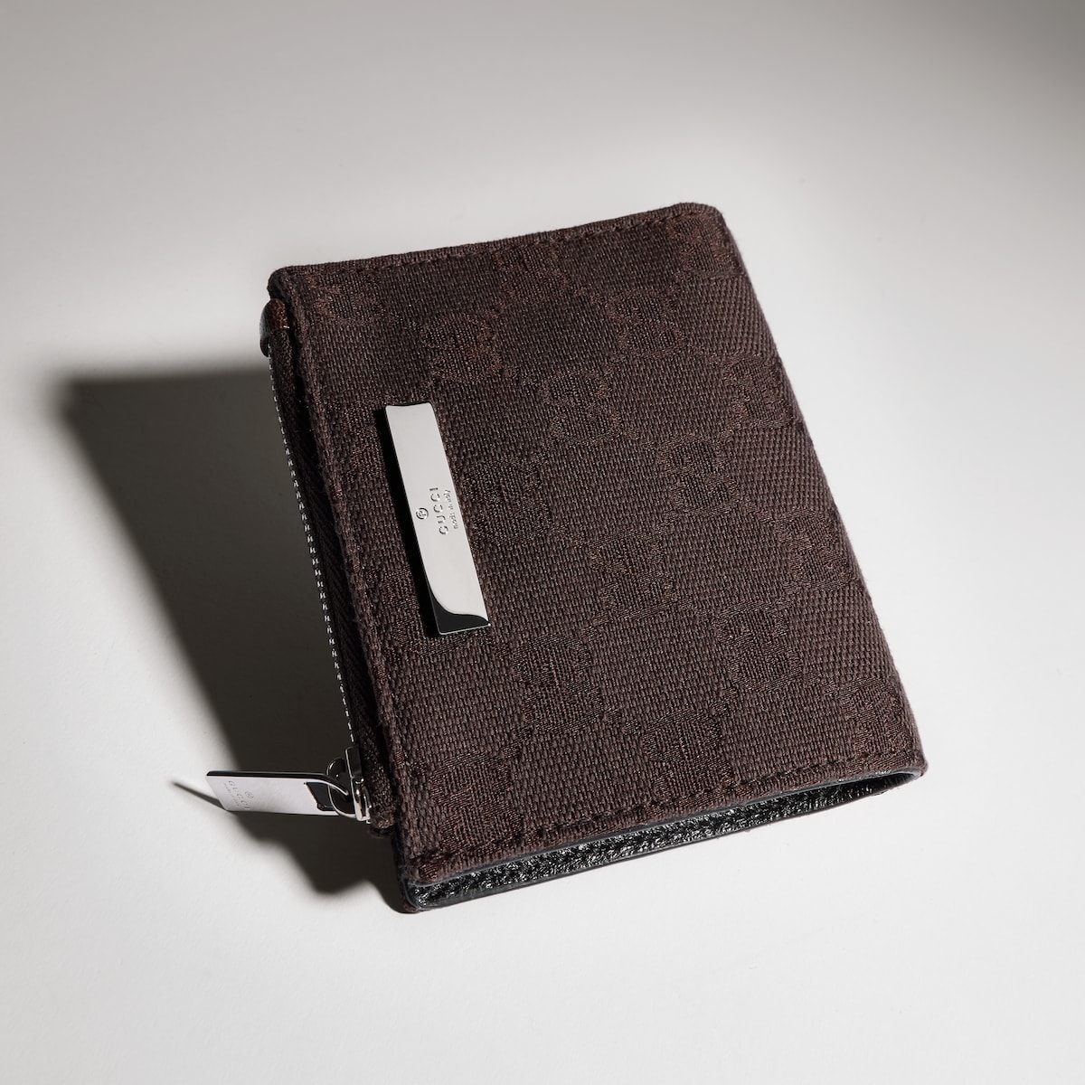 Small wallet with Gucci plaque in dark brown GG canvas | GUCCI® UK