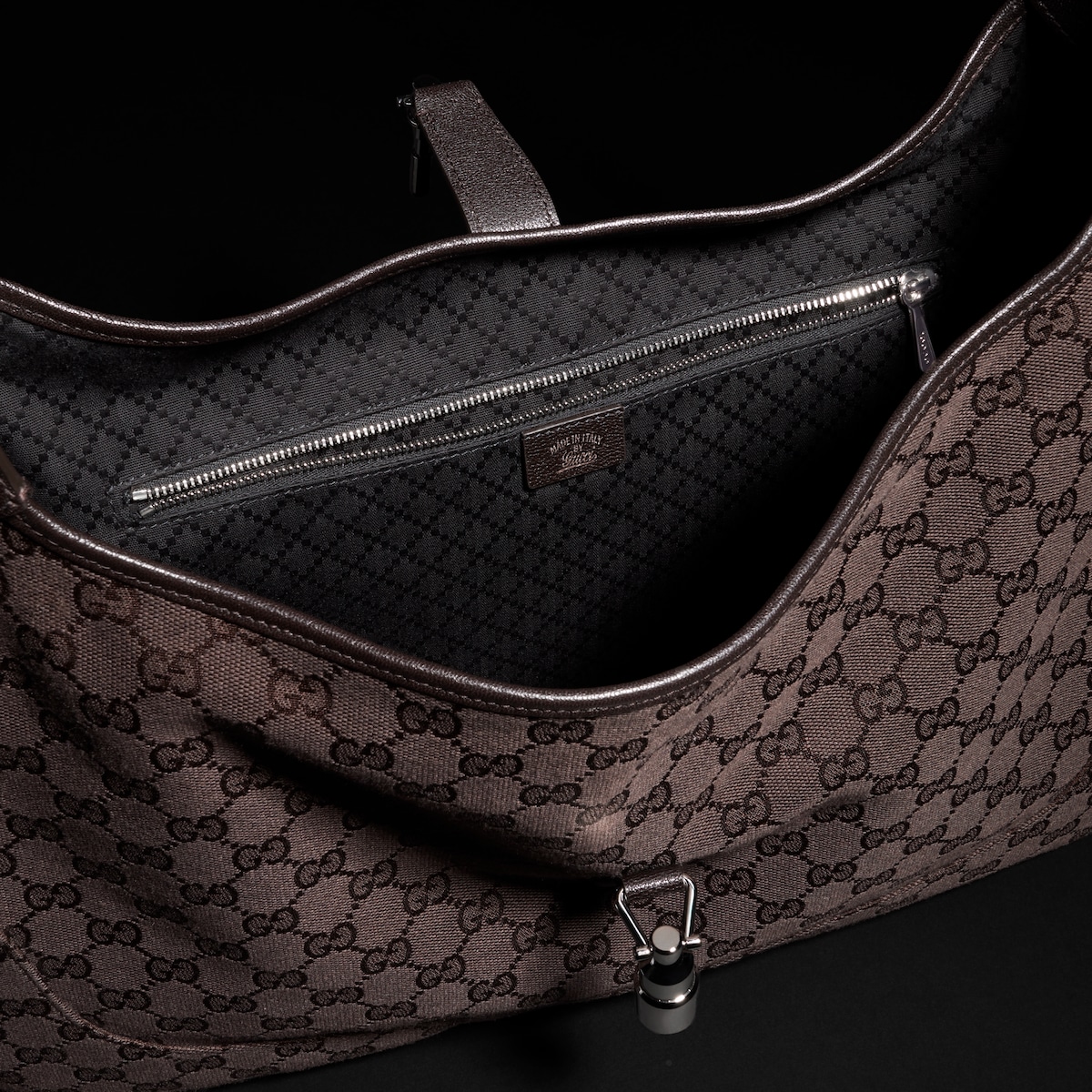 Gucci Jackie 1961 large crossbody bag in dark brown GG canvas