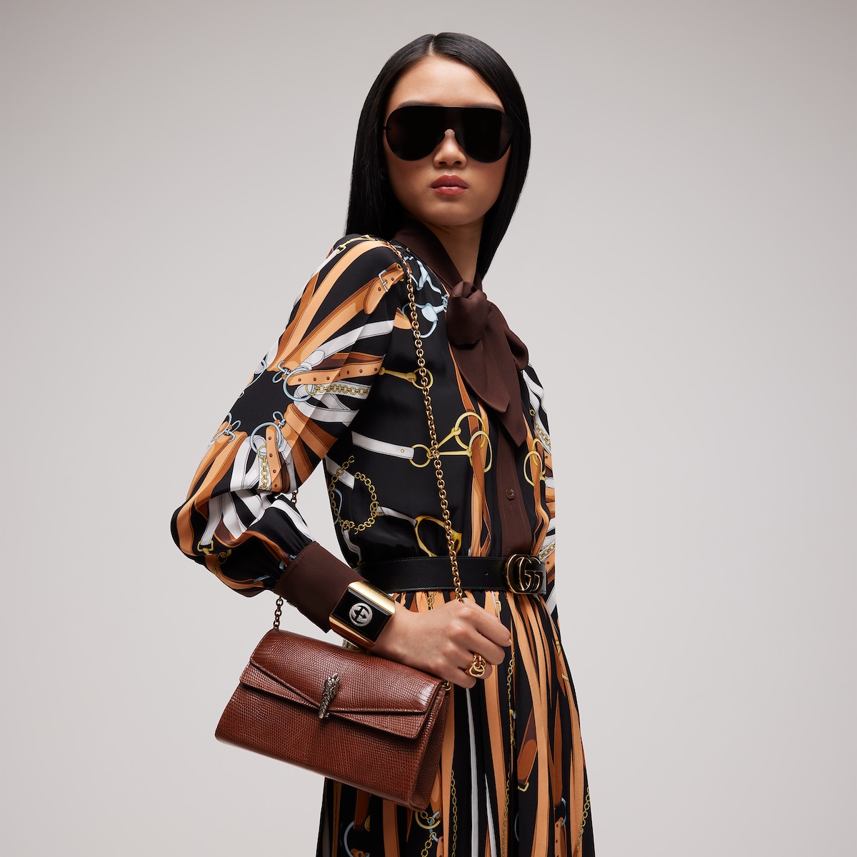 Dionysus lizard small shoulder bag in chestnut | GUCCI® NL