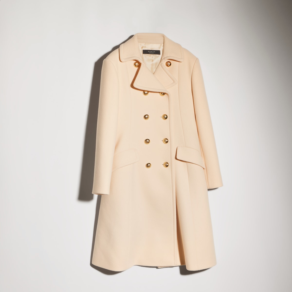 Textured wool coat in ivory - thumbnail 7