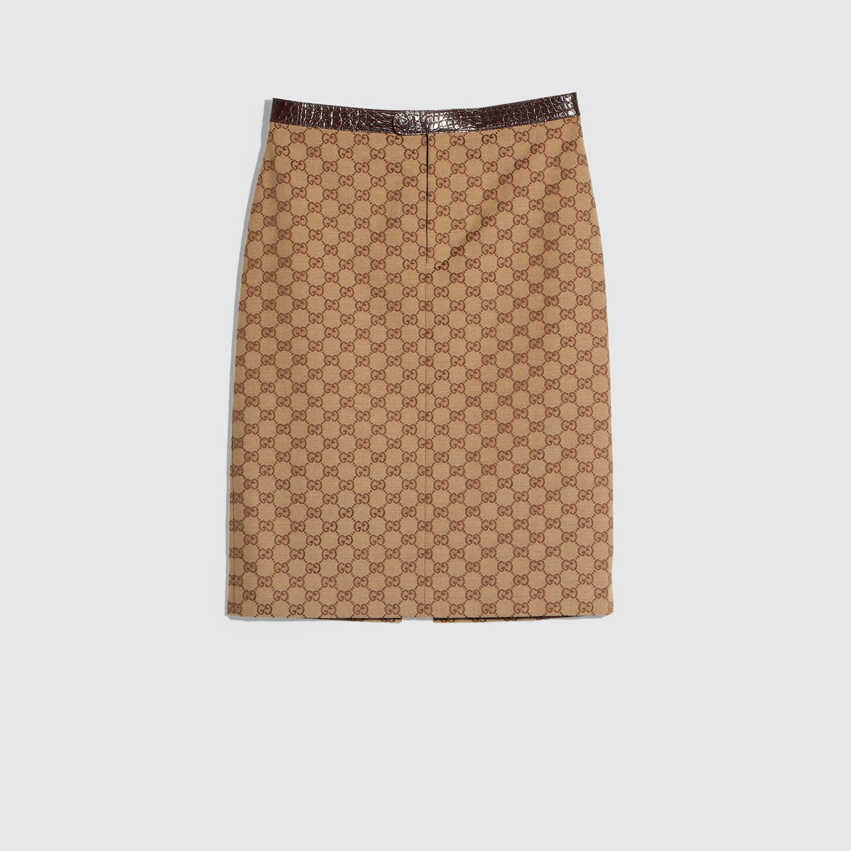 GG cotton canvas skirt in camel and brown - thumbnail 2