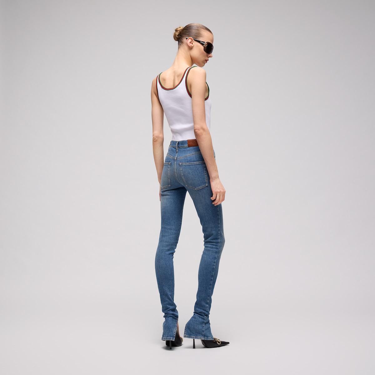 Cotton tank top with Web in white
