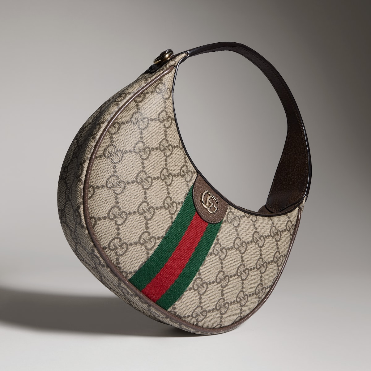Ophidia small shoulder bag in beige and brown GG fabric