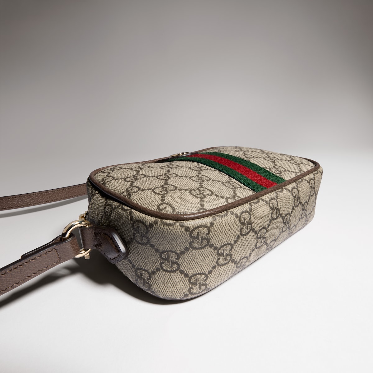 Ophidia small camera bag in beige and brown GG fabric