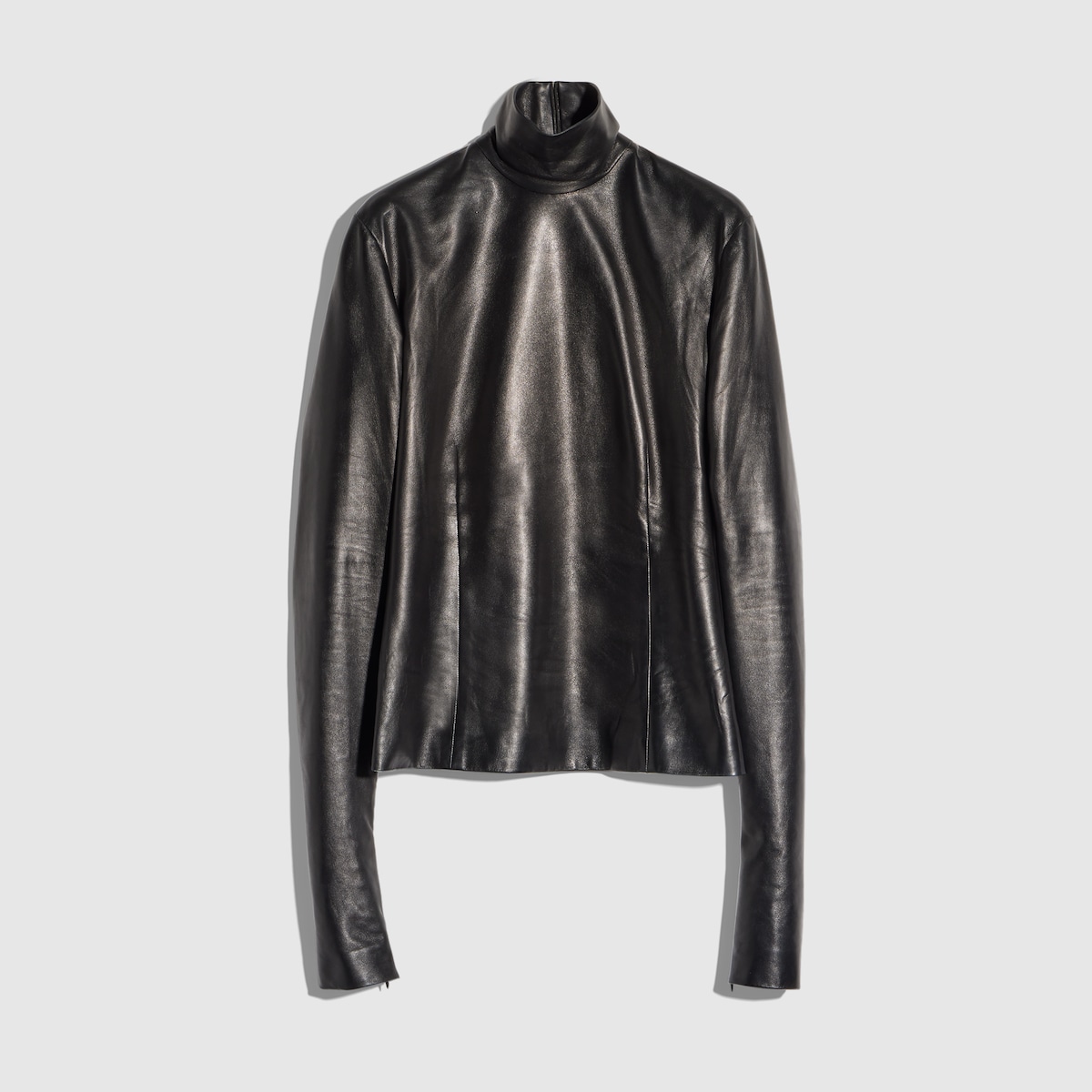 Soft nappa turtleneck top in black - thumbnail 8