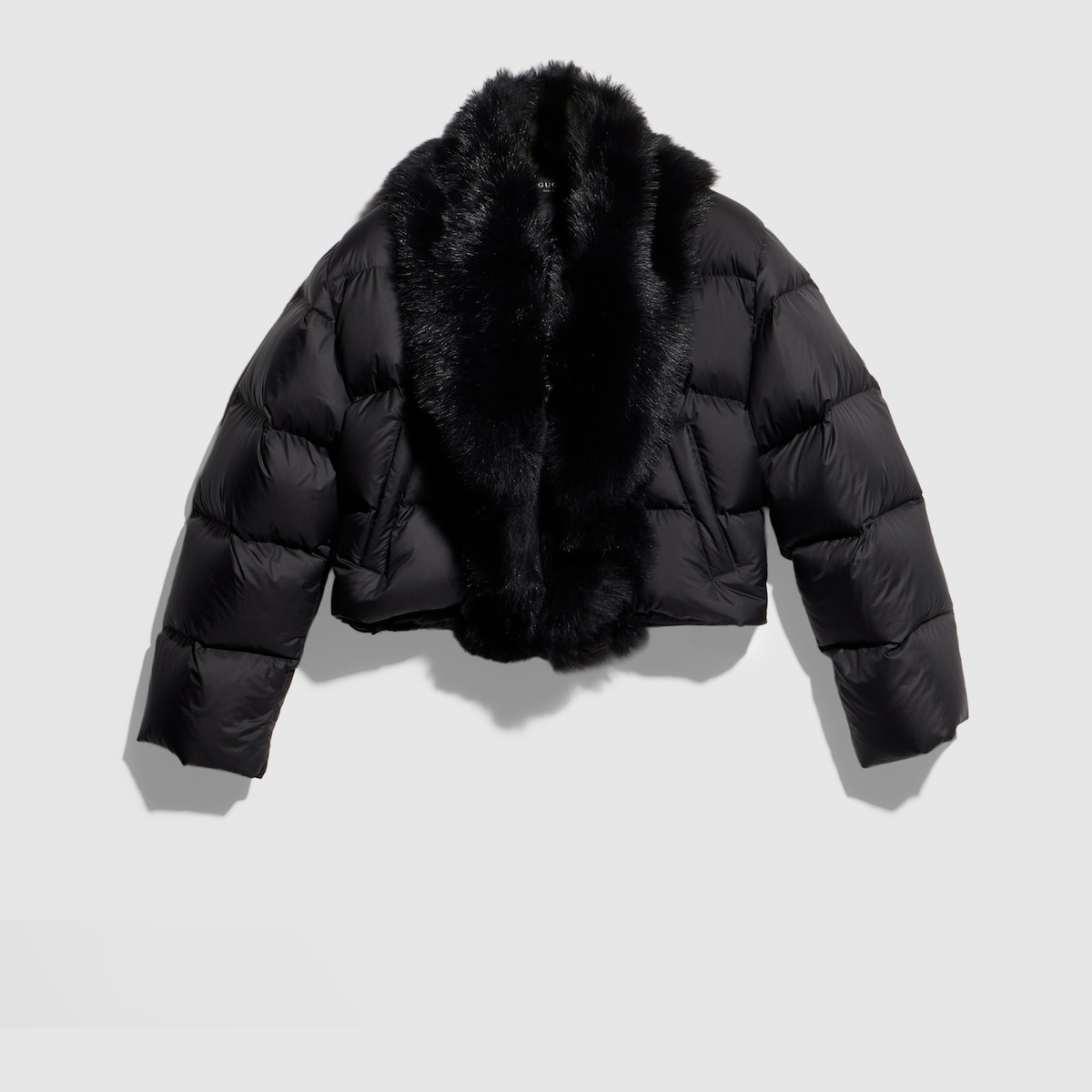 Padded polyester jacket with shearling in black - thumbnail 7