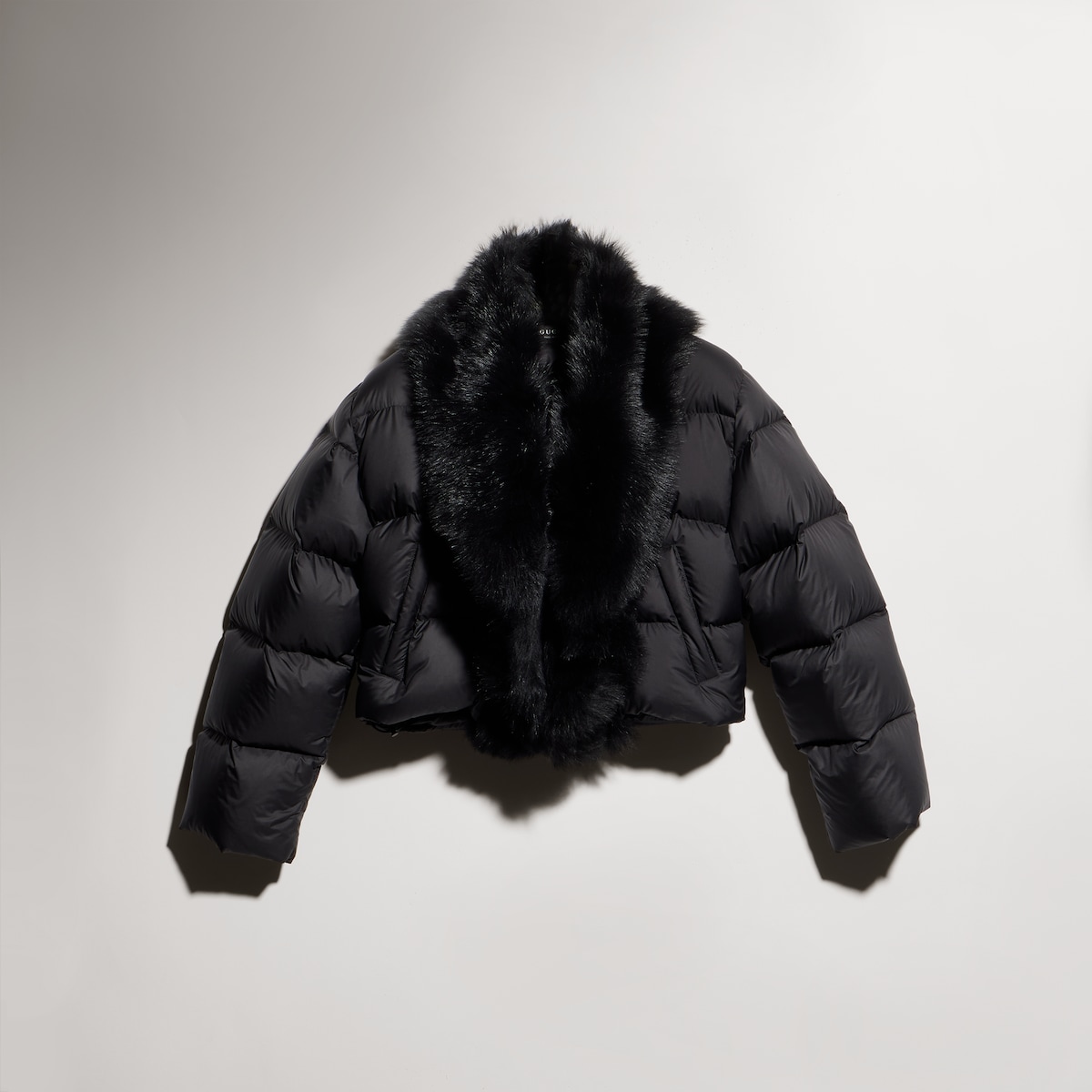 Padded polyester jacket with shearling in black - thumbnail 6