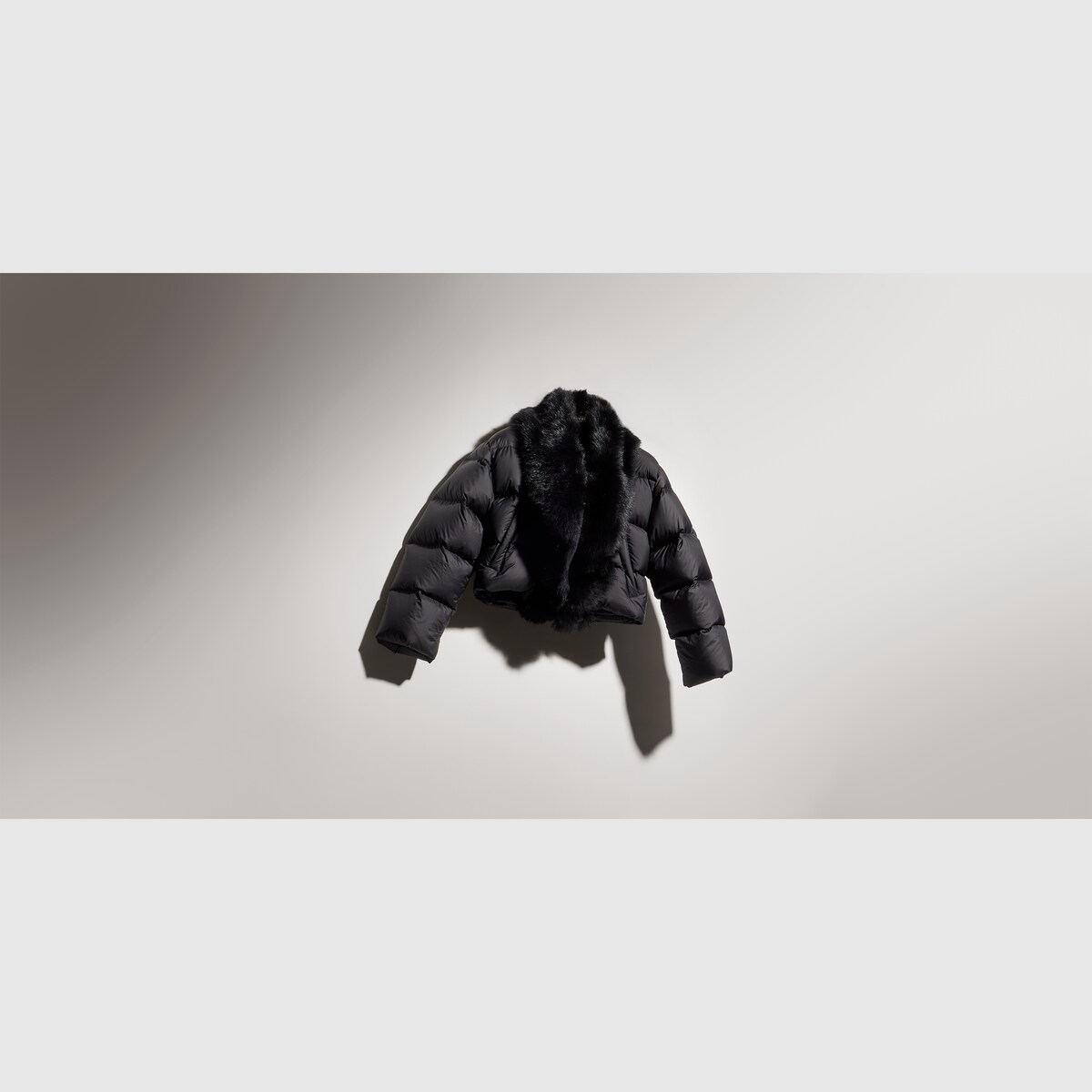 Padded polyester jacket with shearling in black - thumbnail 5