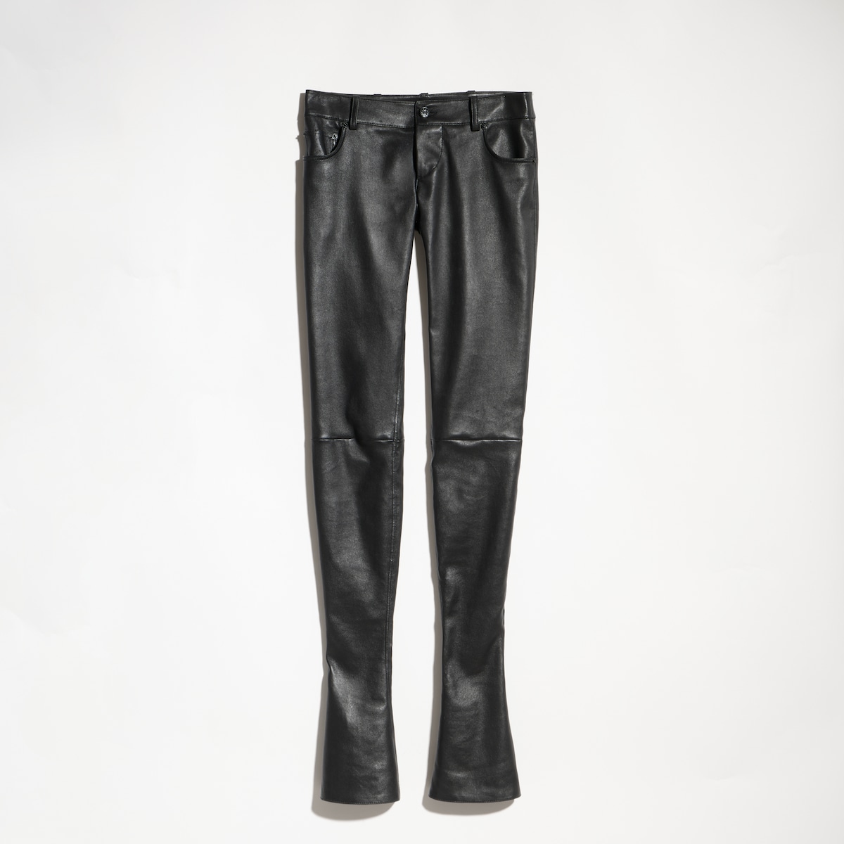 Lightweight stretch leather pants in black - thumbnail 3