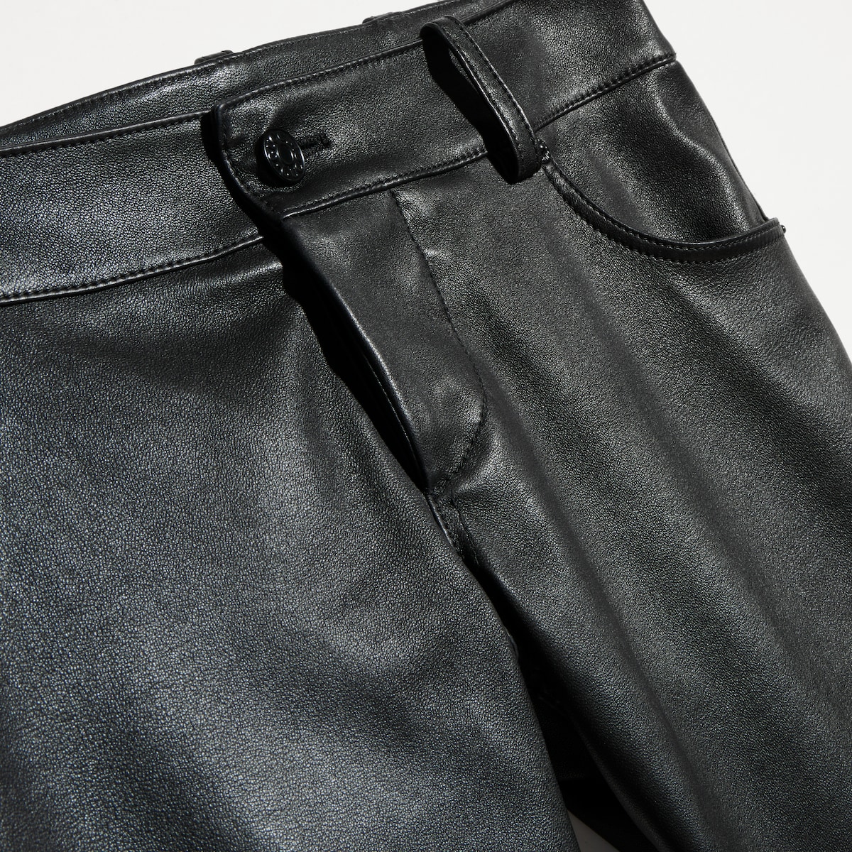 Lightweight stretch leather pants in black - thumbnail 2